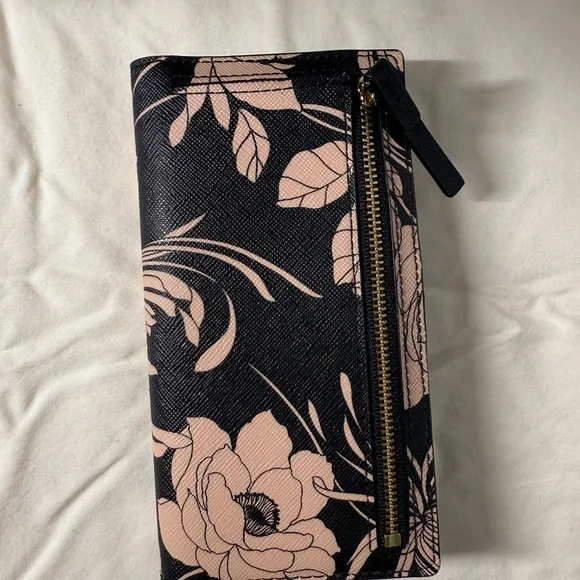 Kate Spade Black and Pink Floral Wallet - Picture 2 of 3